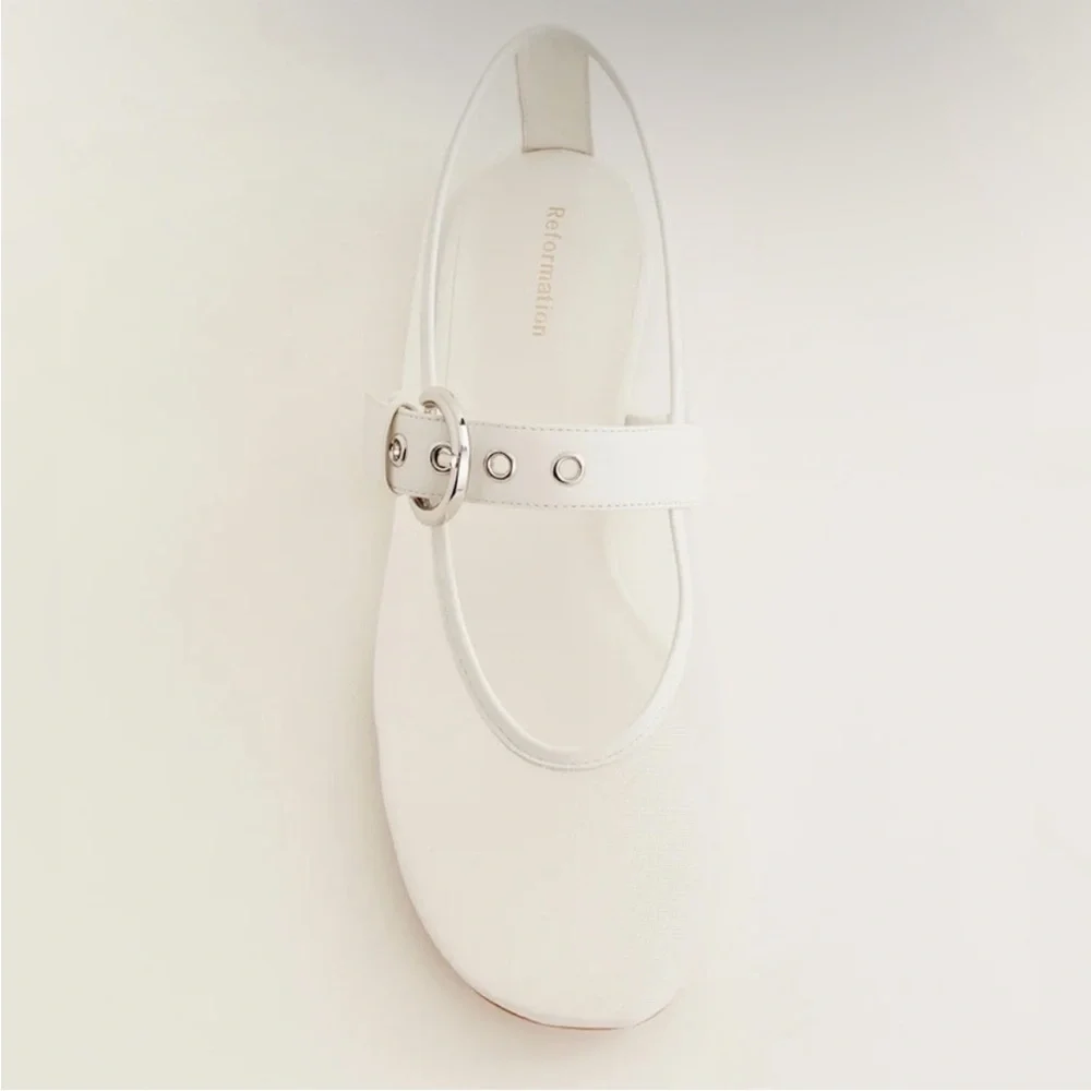NWOT Reformation Bethany White Mesh Ballet Flats